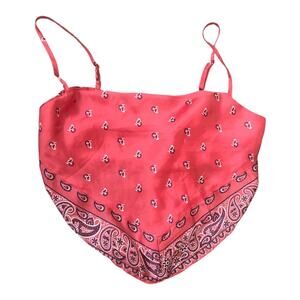 JAPNA Satin Bandana Tie Back Halter W/Adjustable Straps Top Size M